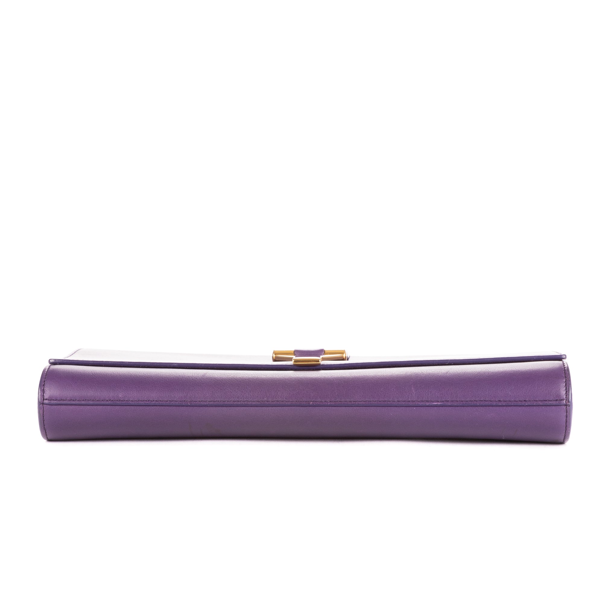 Clutch Classic Y Line Clutch Purple Calfskin Leather