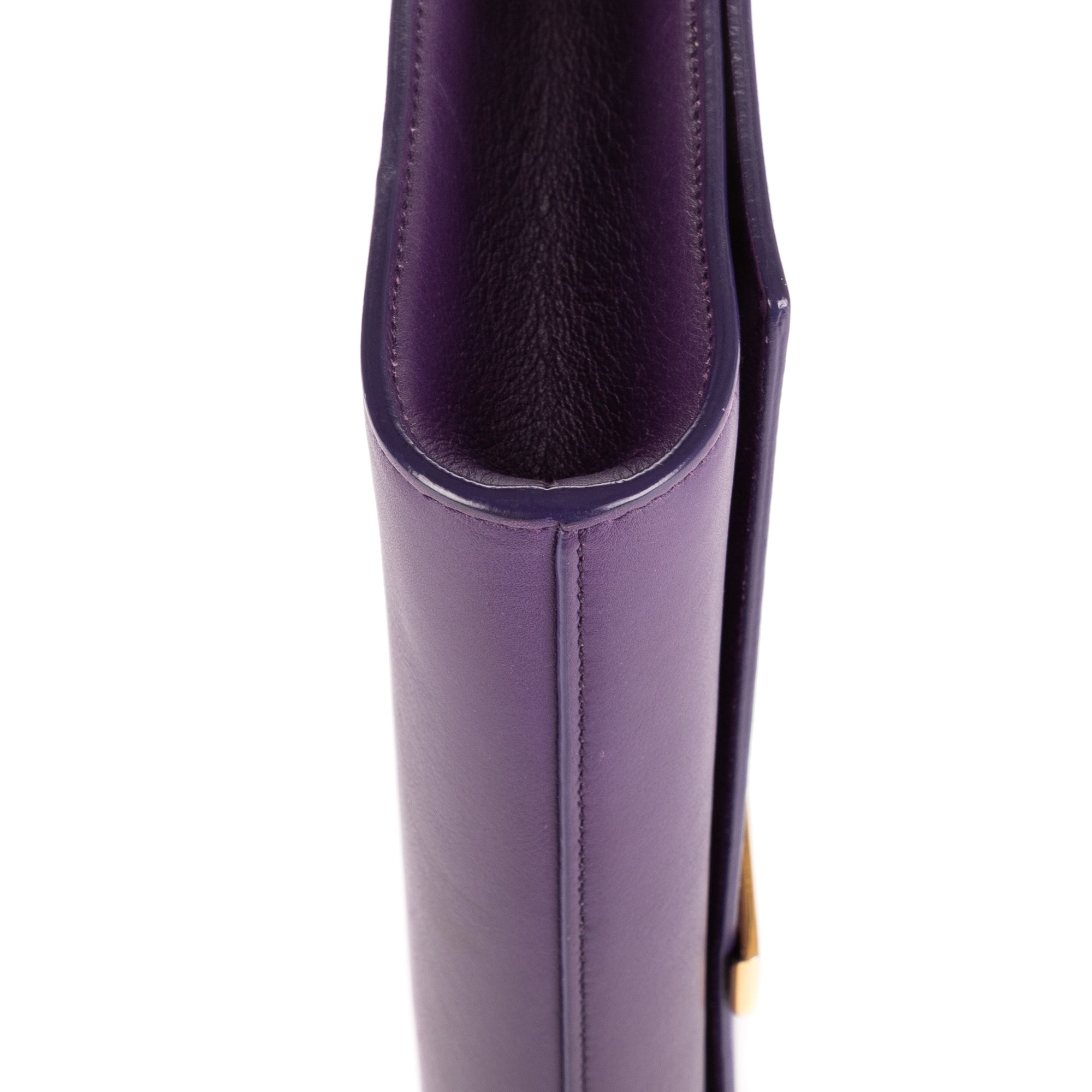 Clutch Classic Y Line Clutch Purple Calfskin Leather