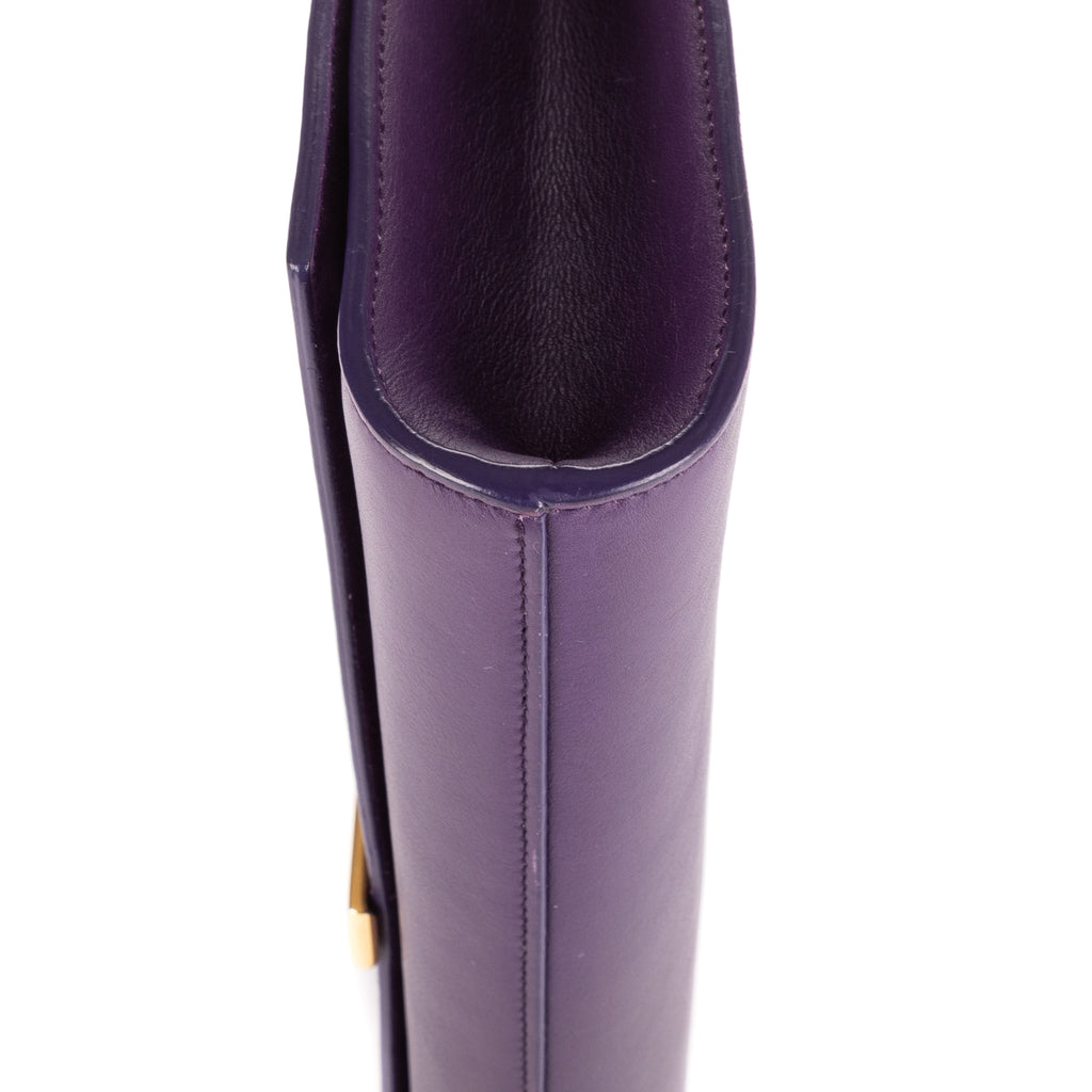 Clutch Classic Y Line Clutch Purple Calfskin Leather