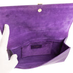 Clutch Classic Y Line Clutch Purple Calfskin Leather