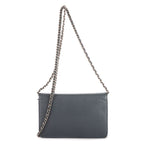 Bolso de Hombro Clásico Atemporal Cartera con Cadena Logotipo Azul Piel Caviar