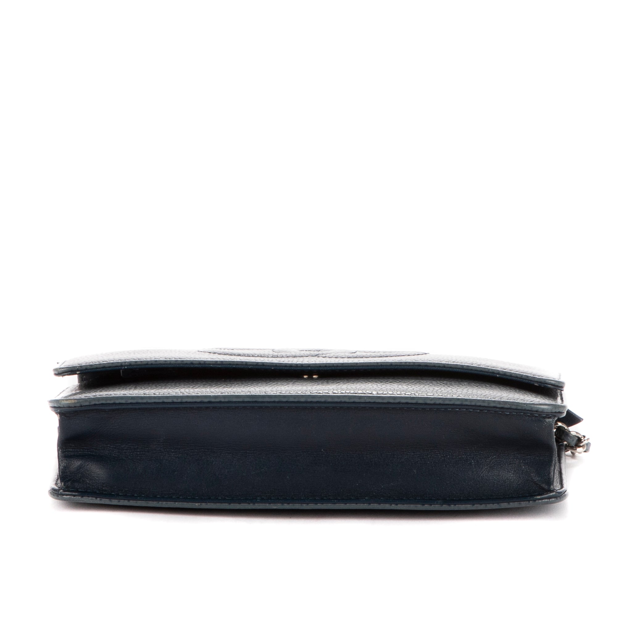 Bolso de Hombro Clásico Atemporal Cartera con Cadena Logotipo Azul Piel Caviar