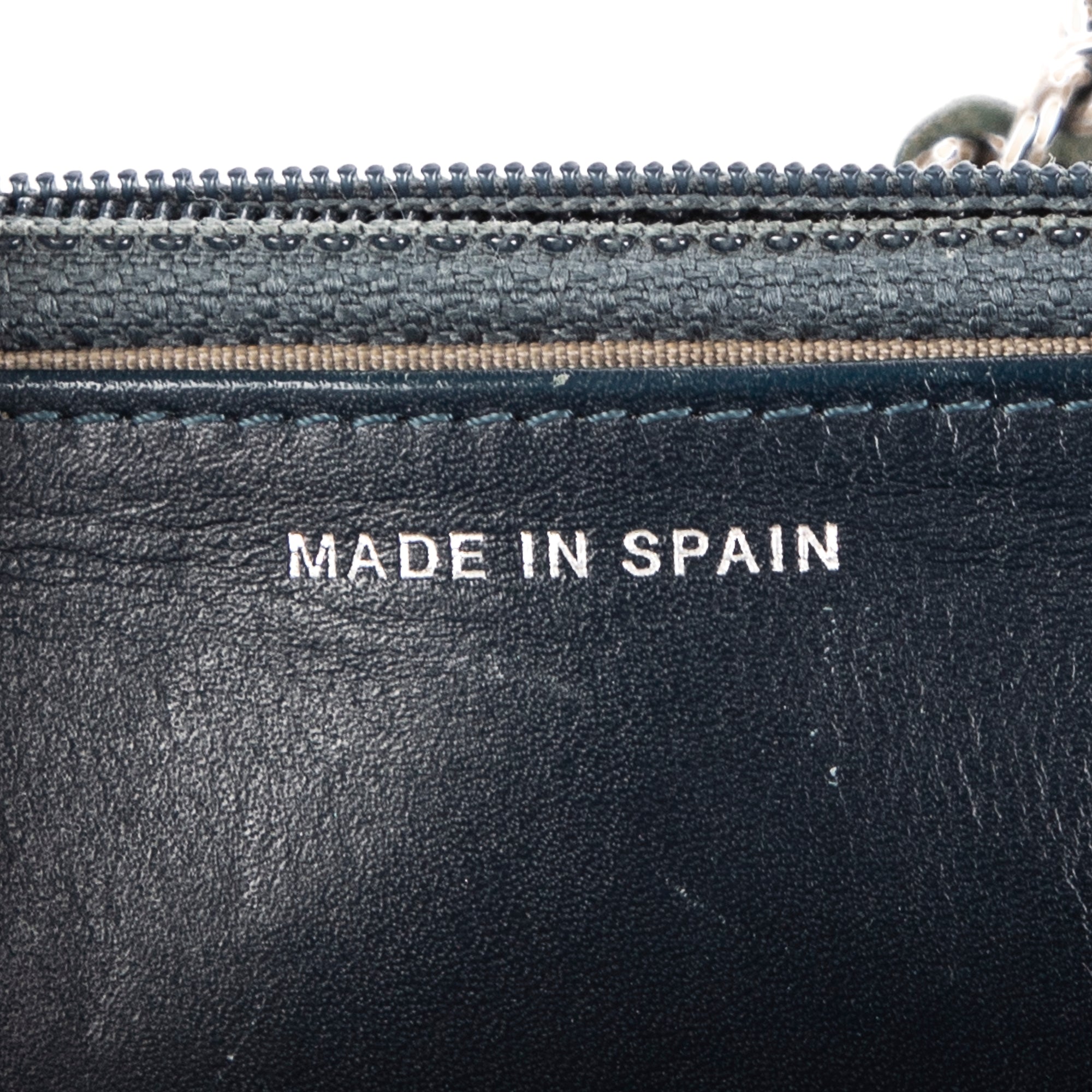 Bolso de Hombro Clásico Atemporal Cartera con Cadena Logotipo Azul Piel Caviar