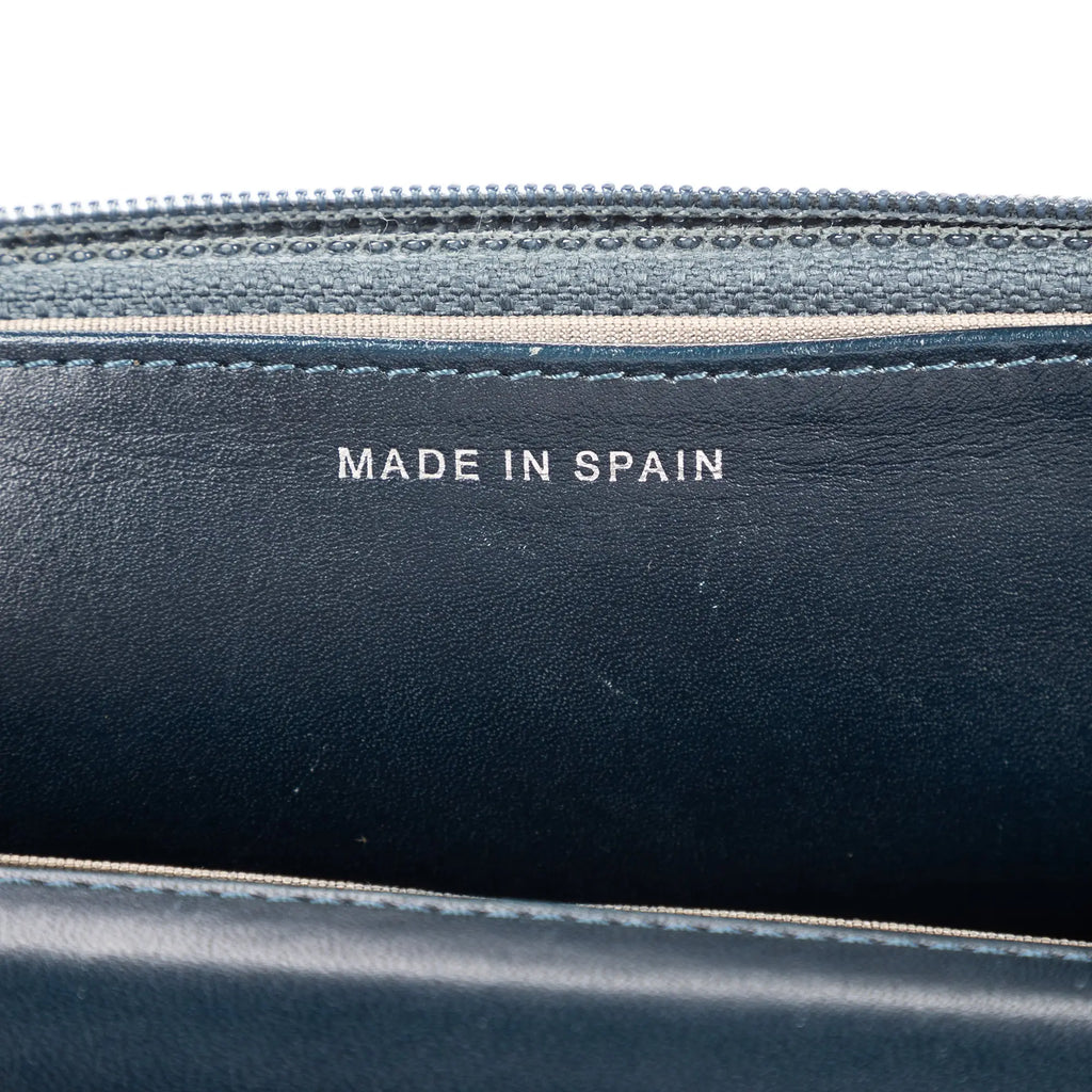 Bolso de Hombro Clásico Atemporal Cartera con Cadena Logotipo Azul Piel Caviar