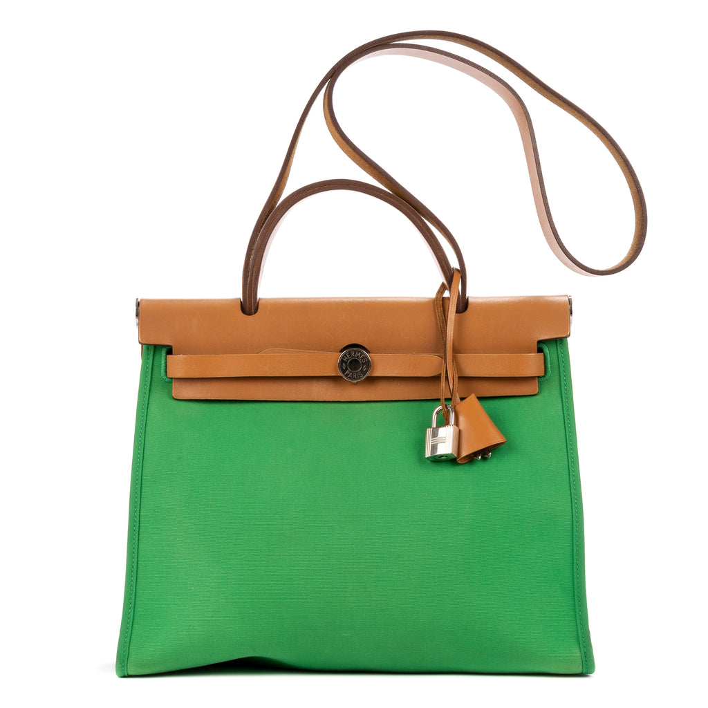 Shoulder Bag Herbag Zip 31 Green Toile Officier/Barenia Leather