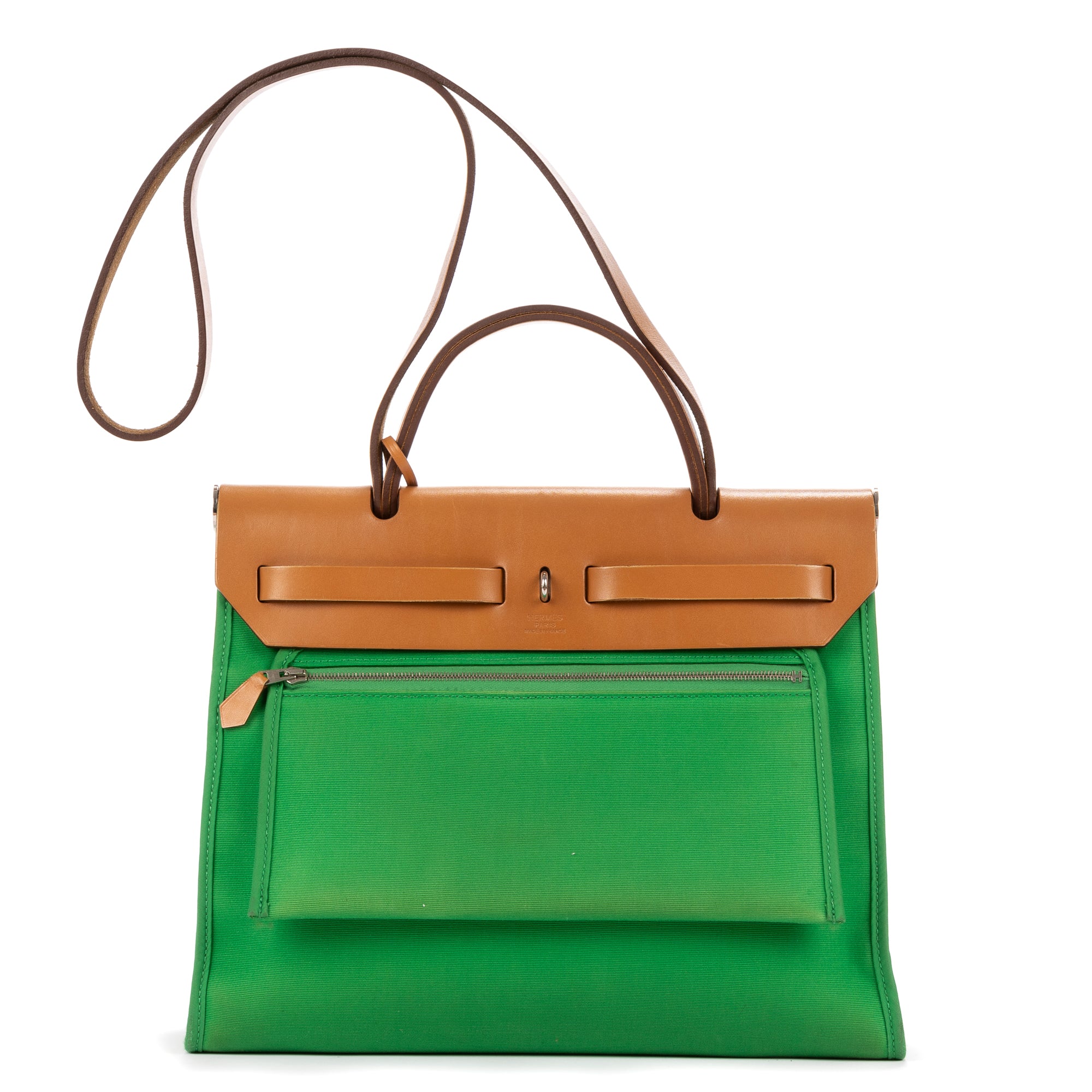 Shoulder Bag Herbag Zip 31 Green Toile Officier/Barenia Leather
