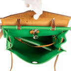 Shoulder Bag Herbag Zip 31 Green Toile Officier/Barenia Leather