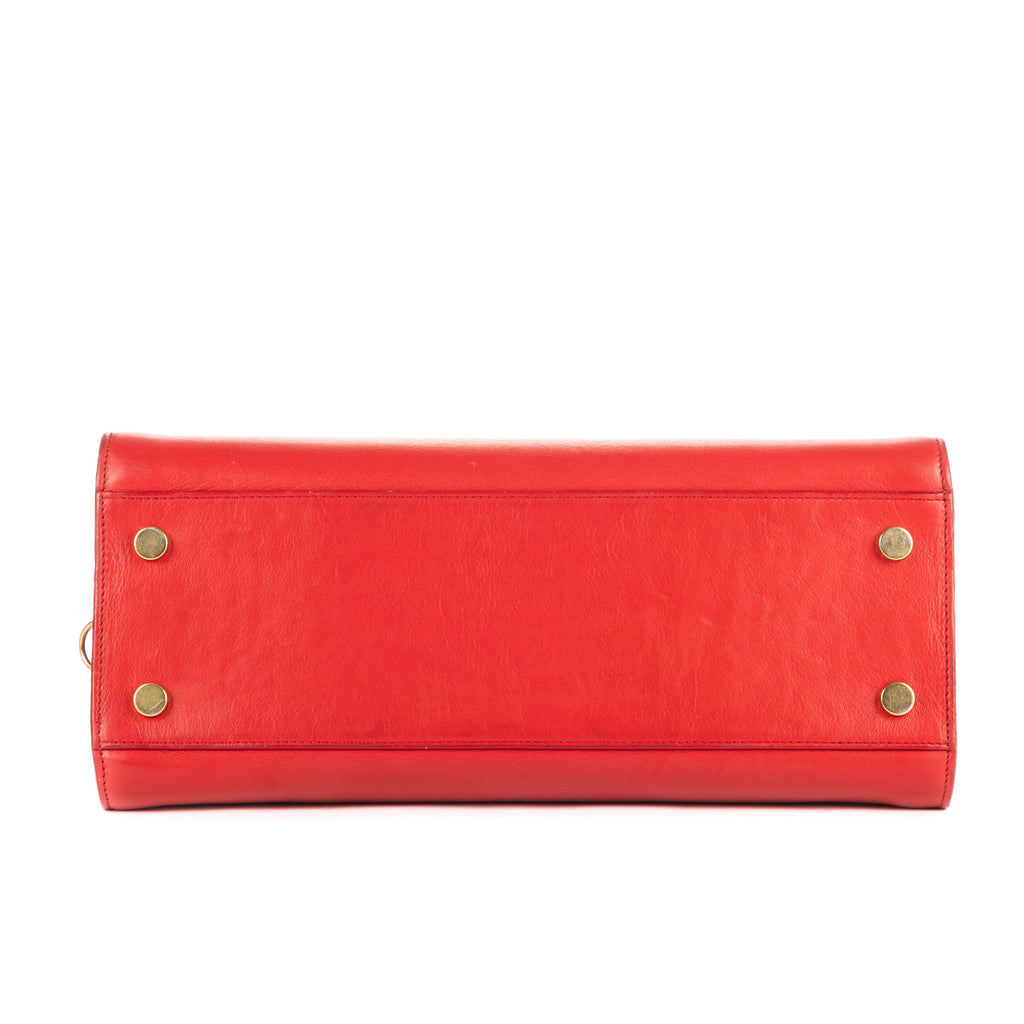 Bolso de mano clásico Cabas de piel de becerro roja