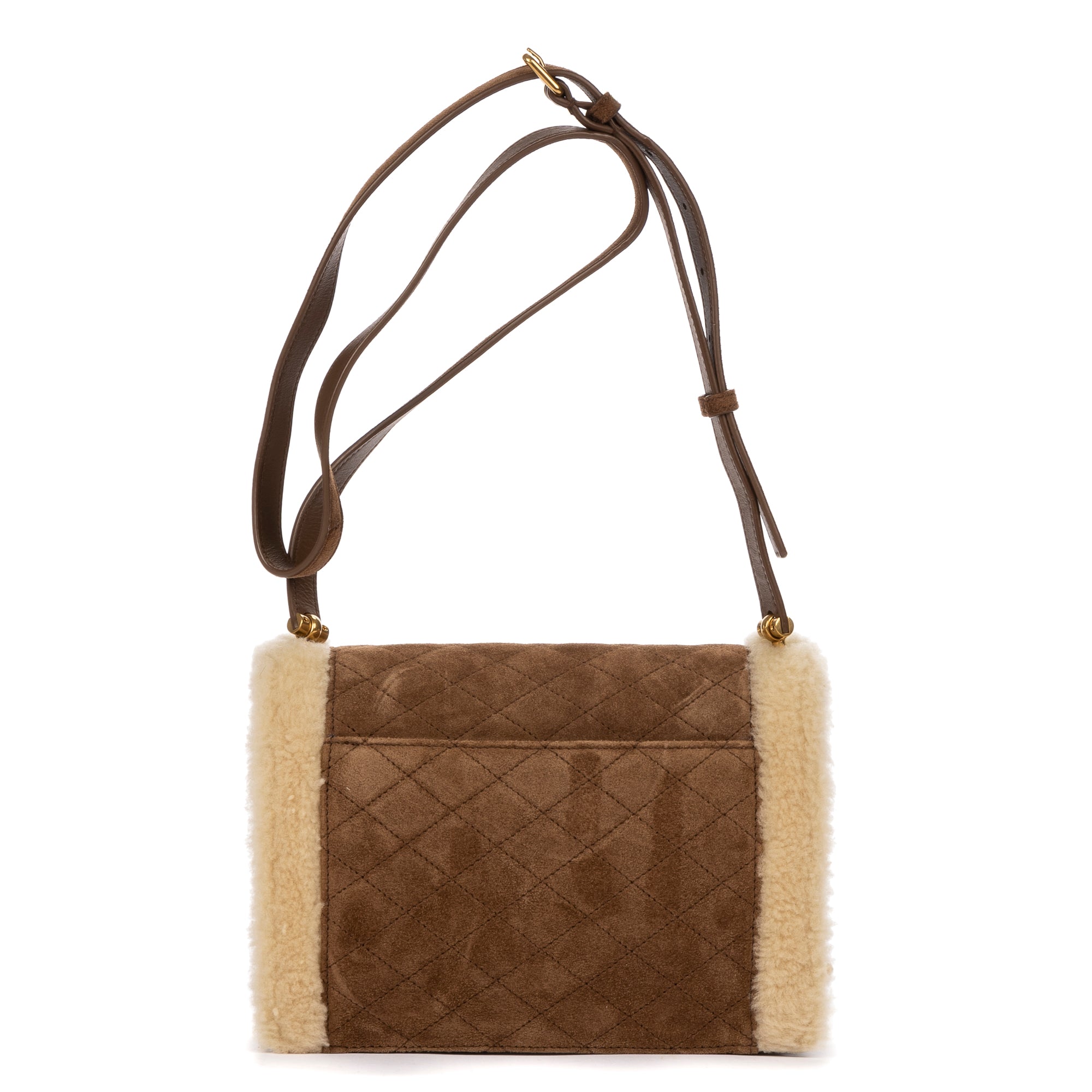 Shoulder Bag Rare Ltd. Ed. Shearling  Flap Pochette Beige Suede Quilted Leather/Shearling Canvas