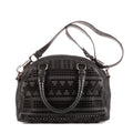 Bolso Panettone Pequeño Boston de Piel de Becerro Negra con Tachuelas
