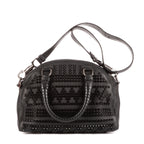 Bolso Panettone Pequeño Boston de Piel de Becerro Negra con Tachuelas