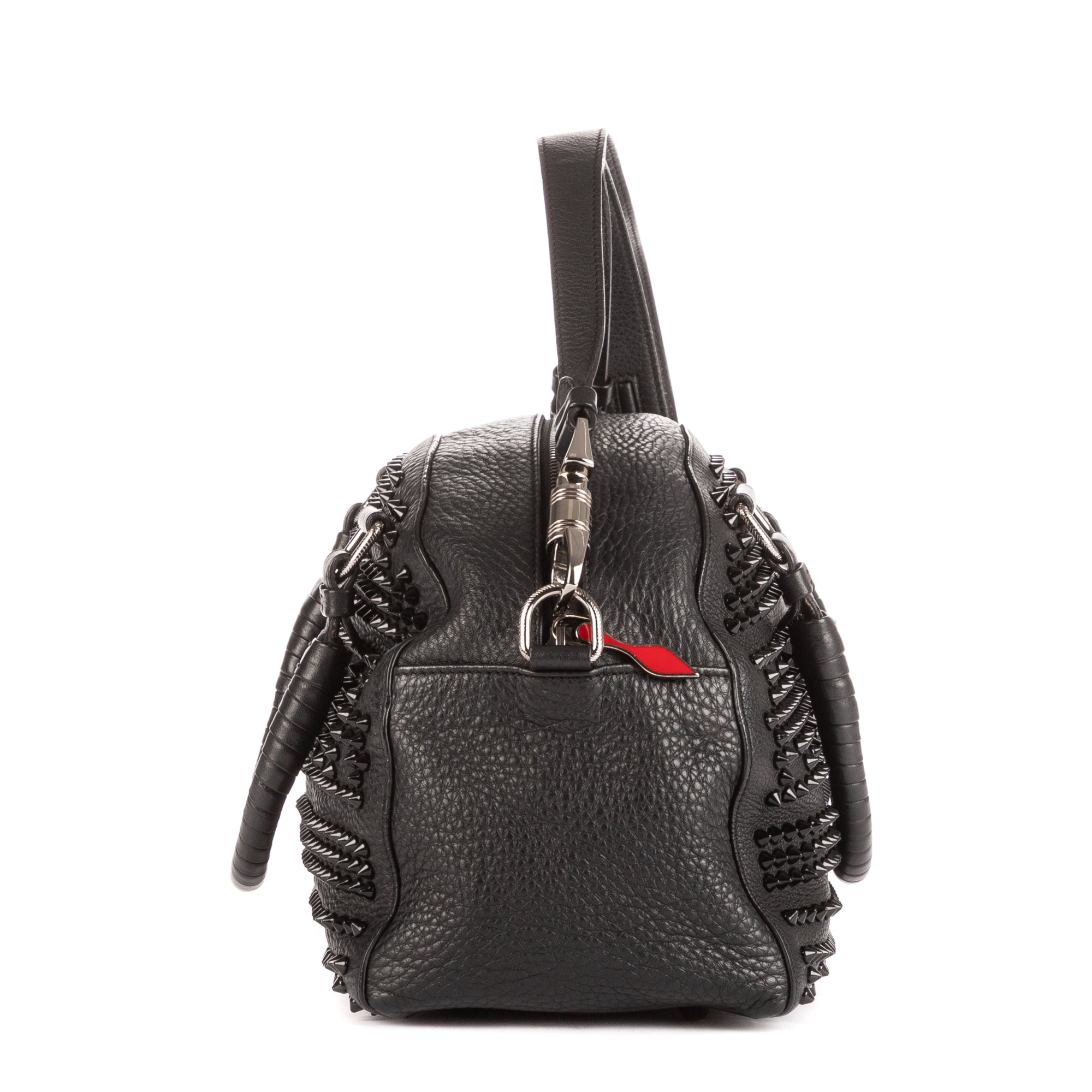 Handbag Panettone Small Boston Black Calfskin Studded Leather
