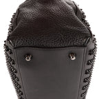 Bolso Panettone Pequeño Boston de Piel de Becerro Negra con Tachuelas