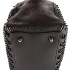Bolso Panettone Pequeño Boston de Piel de Becerro Negra con Tachuelas