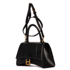Handbag Small Hourglass Top Handle Black Calfskin Leather