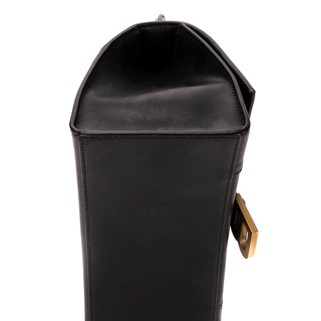 Handbag Small Hourglass Top Handle Black Calfskin Leather