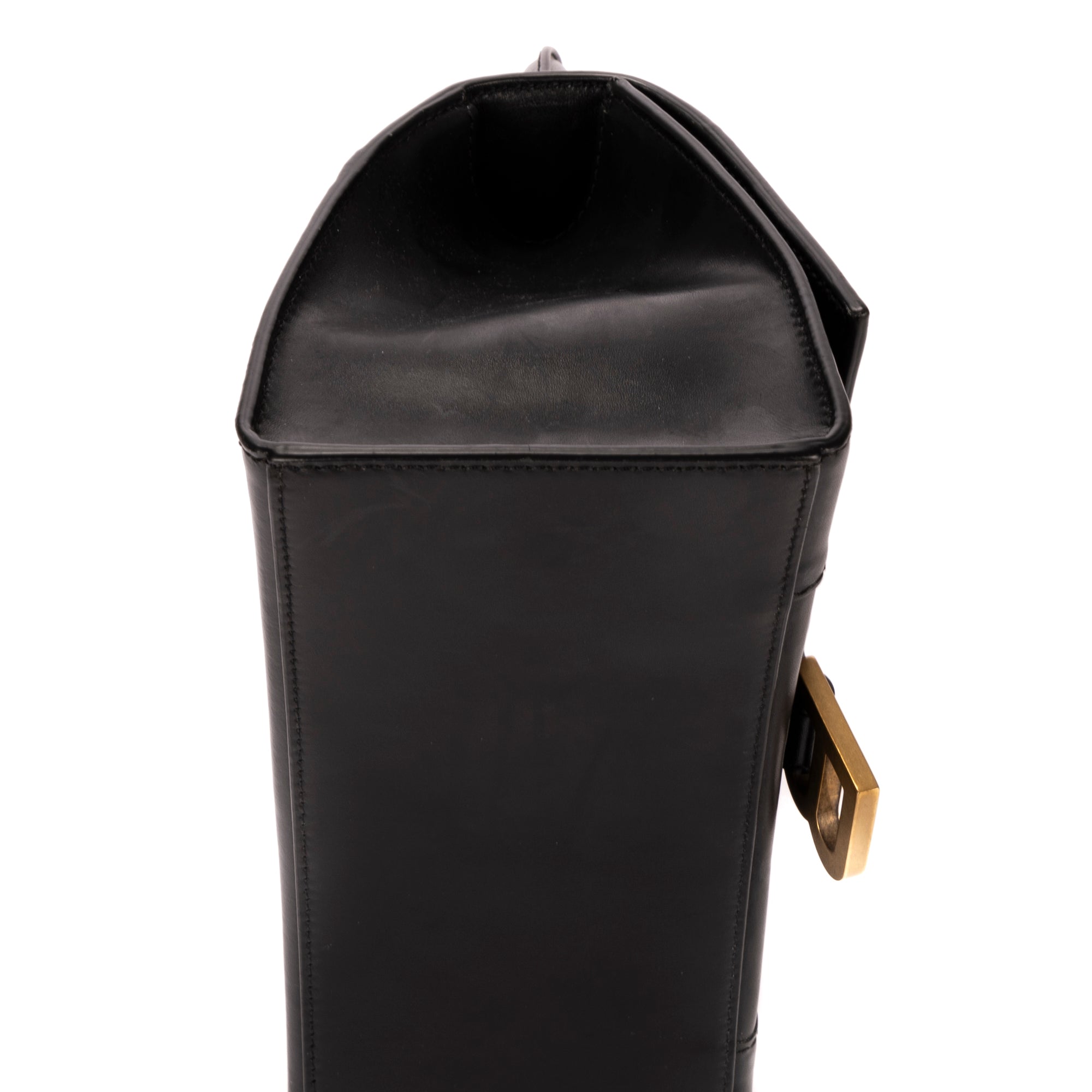 Handbag Small Hourglass Top Handle Black Calfskin Leather