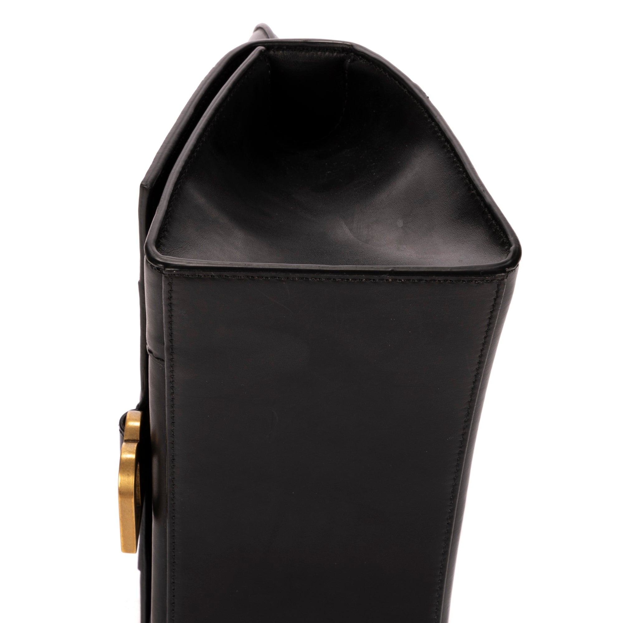 Handbag Small Hourglass Top Handle Black Calfskin Leather