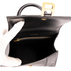 Handbag Small Hourglass Top Handle Black Calfskin Leather