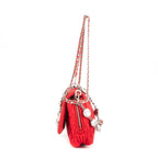 Sac à Bandoulière Icône Cristal Cloqué Rouge Nappa Toile Matelassée