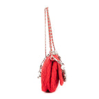 Sac à Bandoulière Icône Cristal Cloqué Rouge Nappa Toile Matelassée