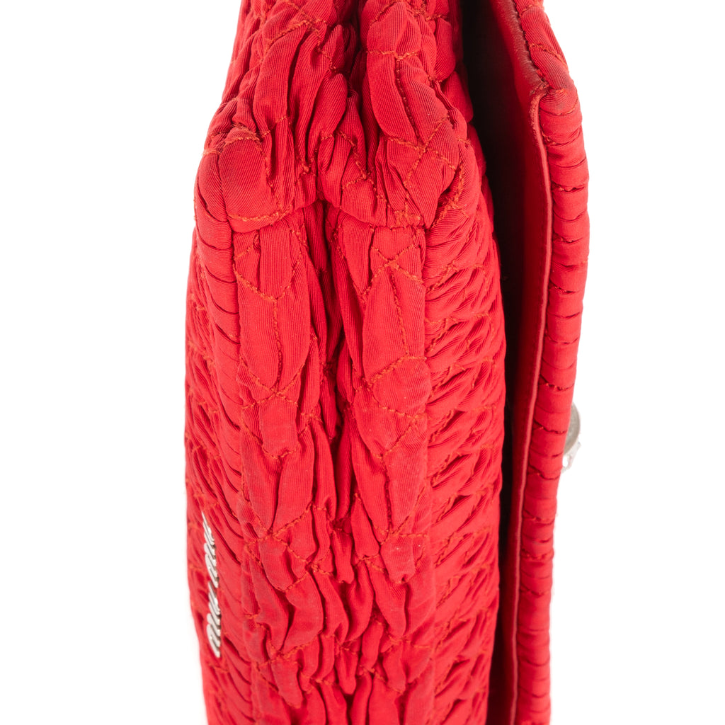 Sac à Bandoulière Icône Cristal Cloqué Rouge Nappa Toile Matelassée