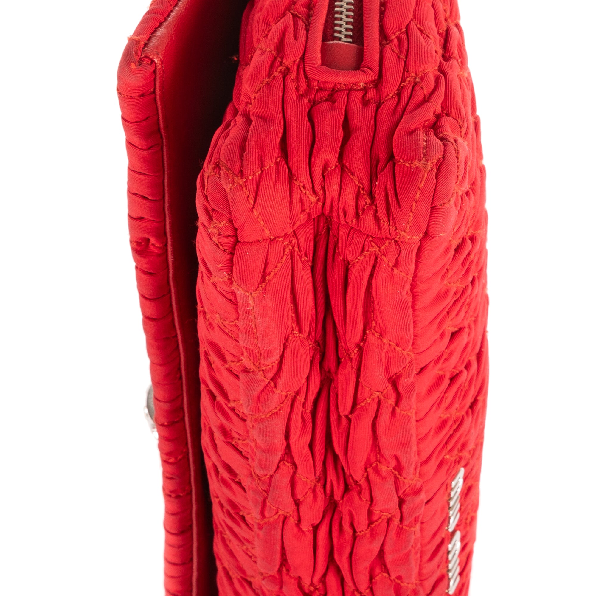 Sac à Bandoulière Icône Cristal Cloqué Rouge Nappa Toile Matelassée