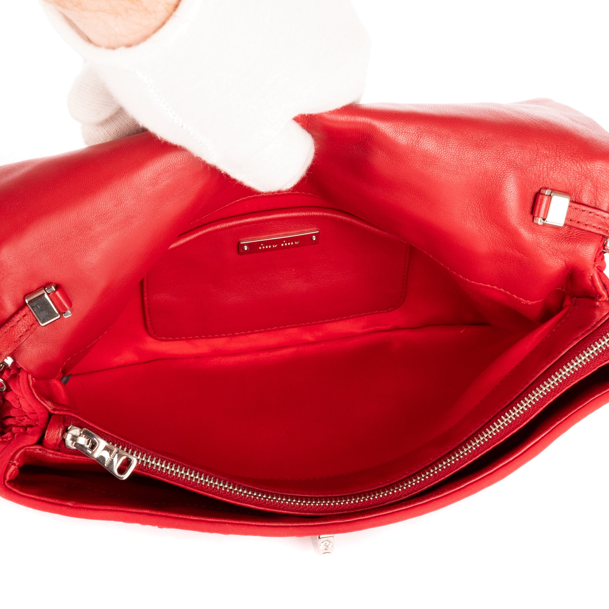 Sac à Bandoulière Icône Cristal Cloqué Rouge Nappa Toile Matelassée