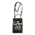 Shoulder Bag Mini Shopping Phone Holder Black Simpsons Collection Printed Calfskin Leather