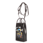 Shoulder Bag Mini Shopping Phone Holder Black Simpsons Collection Printed Calfskin Leather