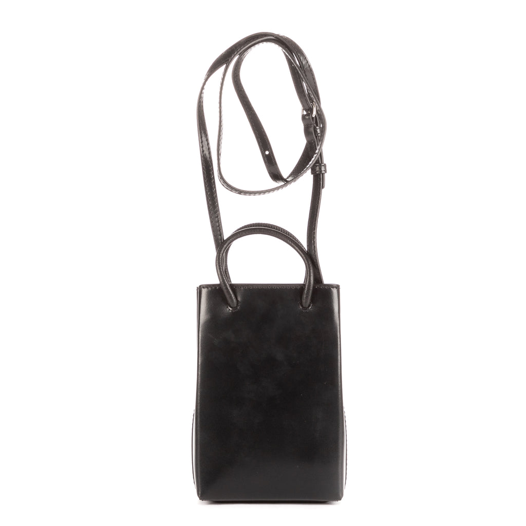 Shoulder Bag Mini Shopping Phone Holder Black Simpsons Collection Printed Calfskin Leather