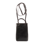 Shoulder Bag Mini Shopping Phone Holder Black Simpsons Collection Printed Calfskin Leather