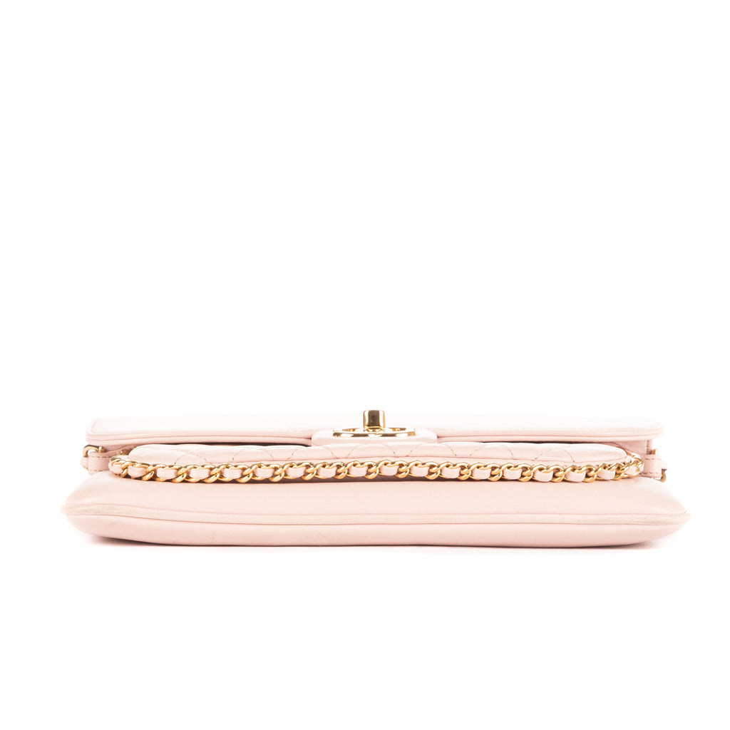 Shoulder Bag Chain Around Flap Crossbody Pink Lambskin Quilted Leather