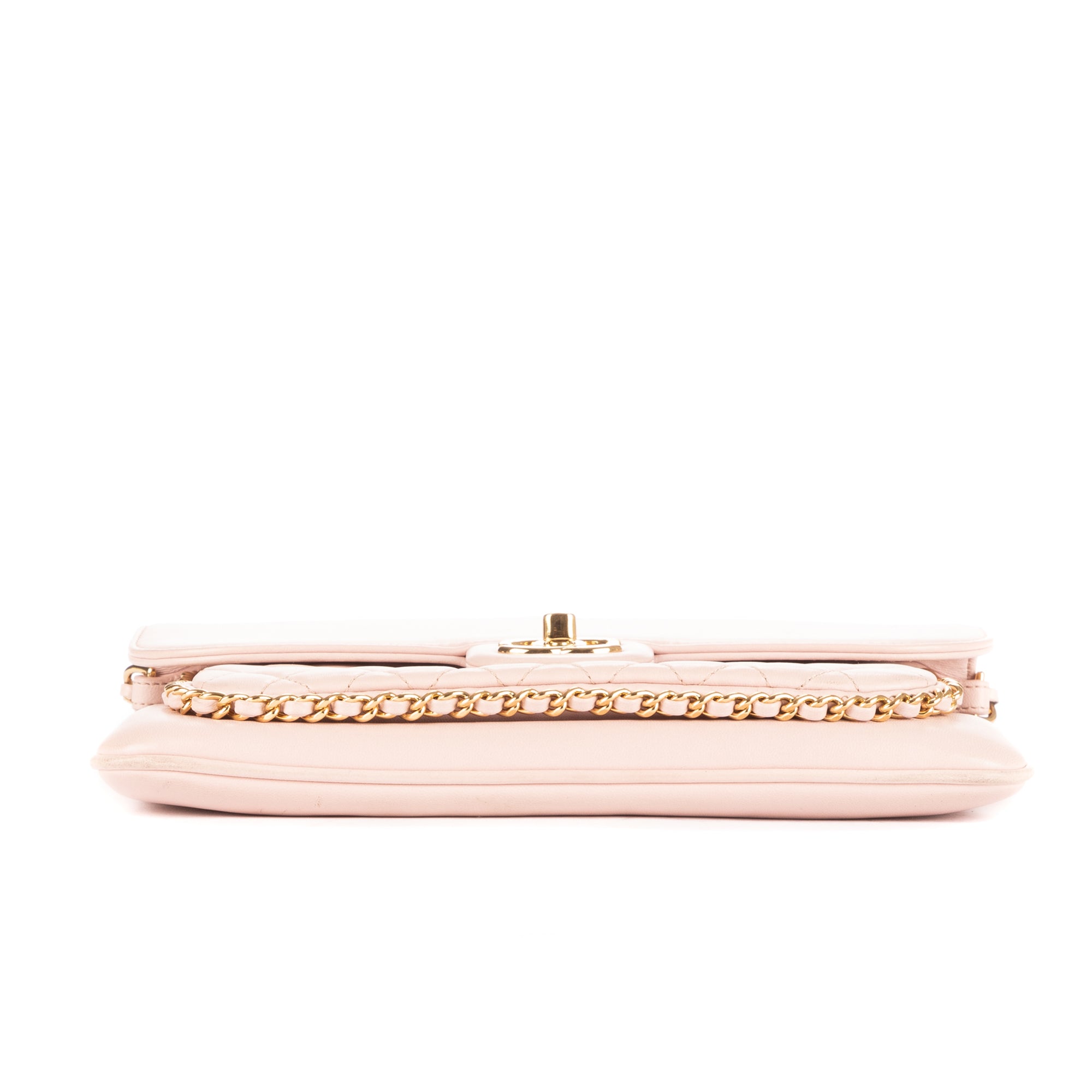 Shoulder Bag Chain Around Flap Crossbody Pink Lambskin Quilted Leather