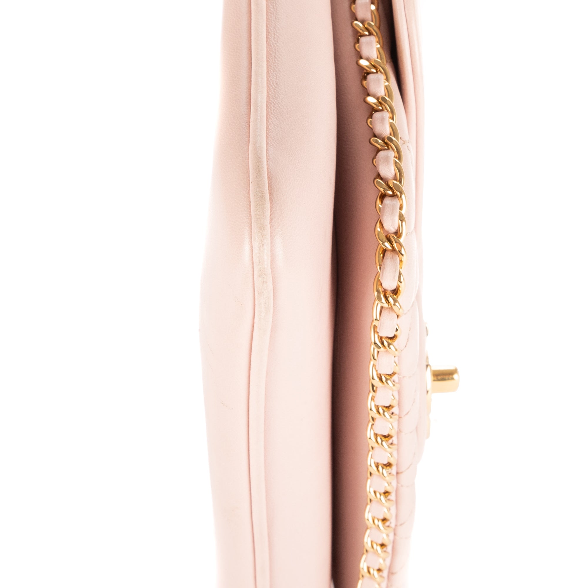 Shoulder Bag Chain Around Flap Crossbody Pink Lambskin Quilted Leather