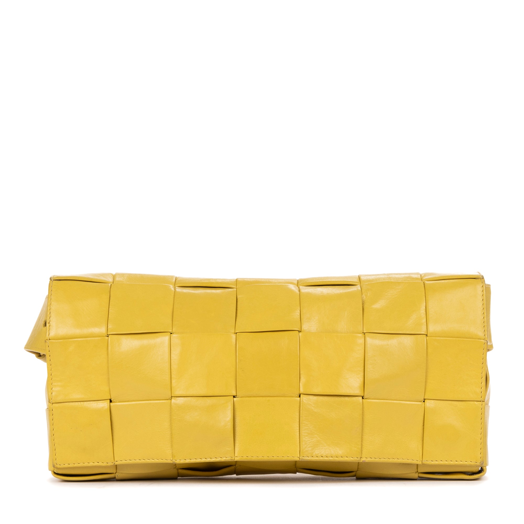 Shoulder Bag Cassette Belt Bag Yellow Mustard Large Intrecciato Leather
