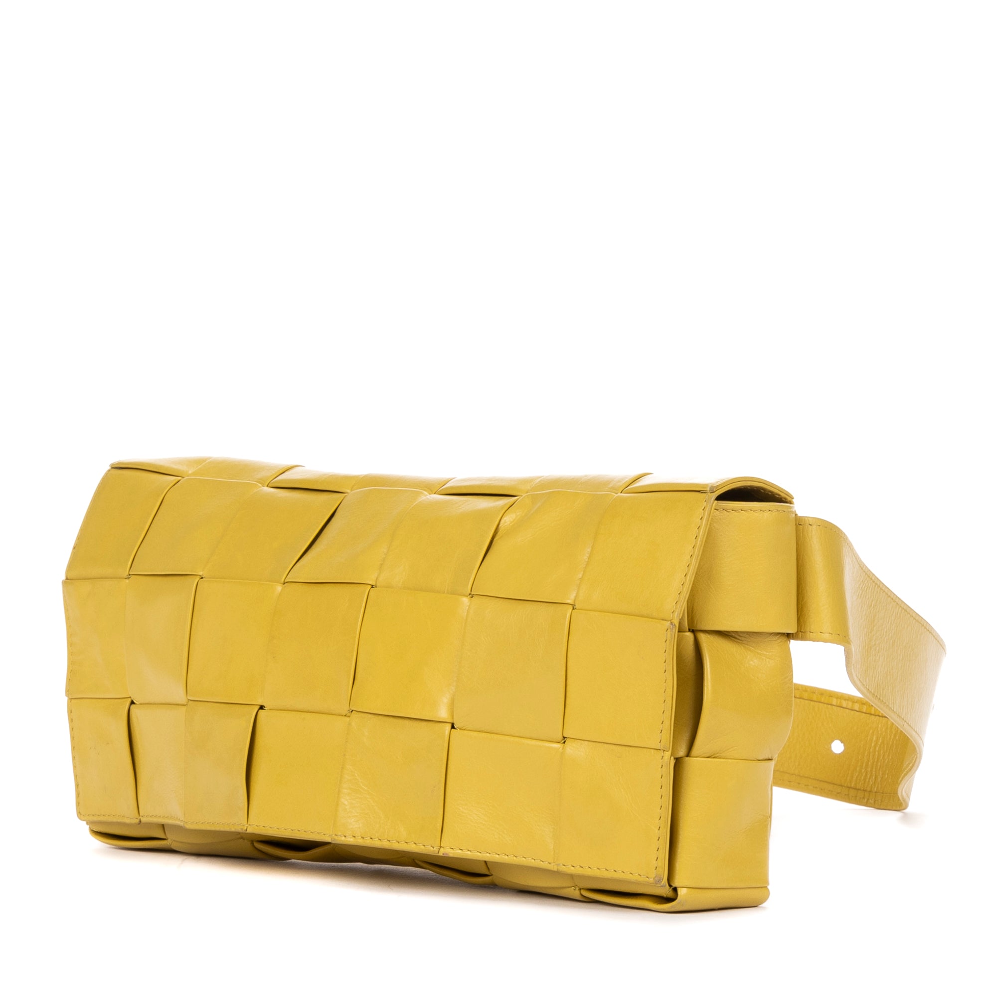 Shoulder Bag Cassette Belt Bag Yellow Mustard Large Intrecciato Leather
