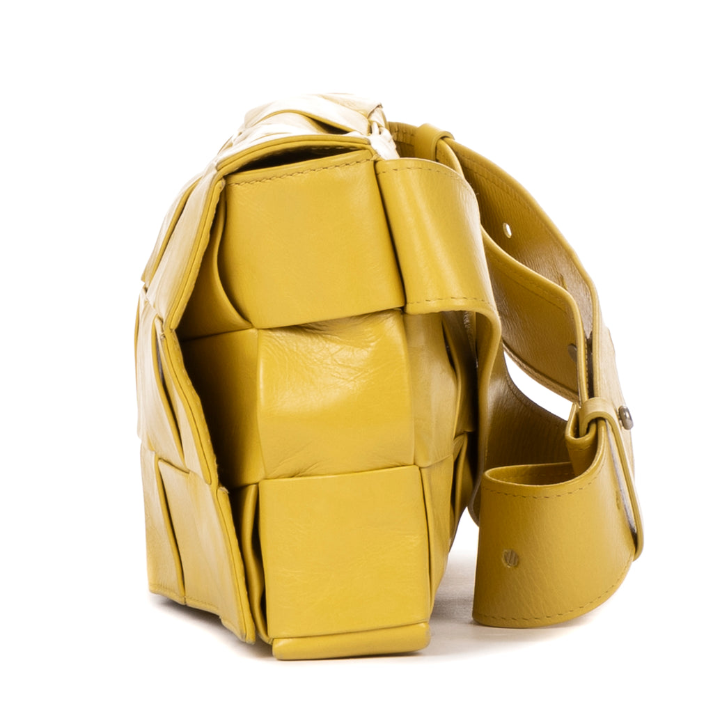 Shoulder Bag Cassette Belt Bag Yellow Mustard Large Intrecciato Leather