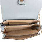 Sac à Bandoulière Faye en Daim Bleu et Cuir de Veau