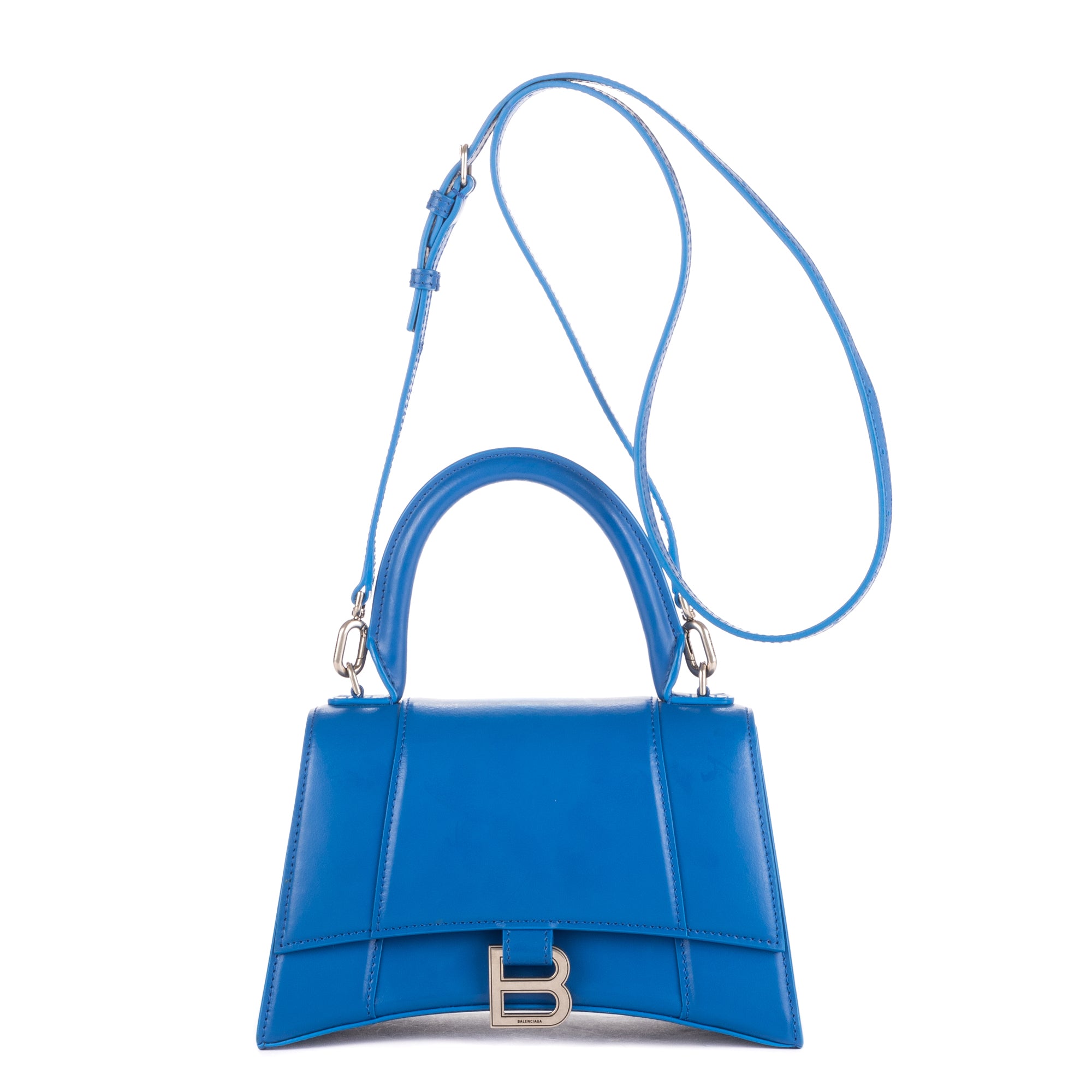 Shoulder Bag Small Hourglass Top Handle Dark Blue Calfskin Leather