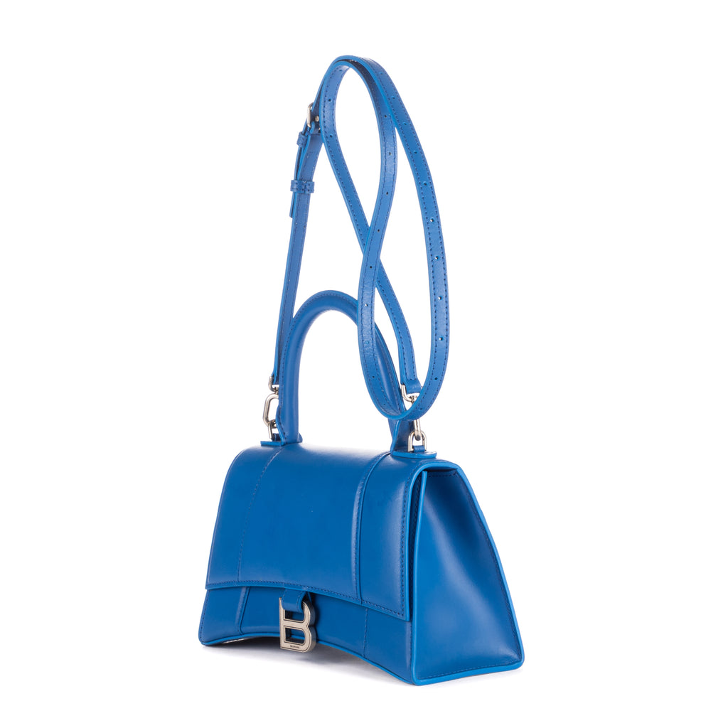 Shoulder Bag Small Hourglass Top Handle Dark Blue Calfskin Leather