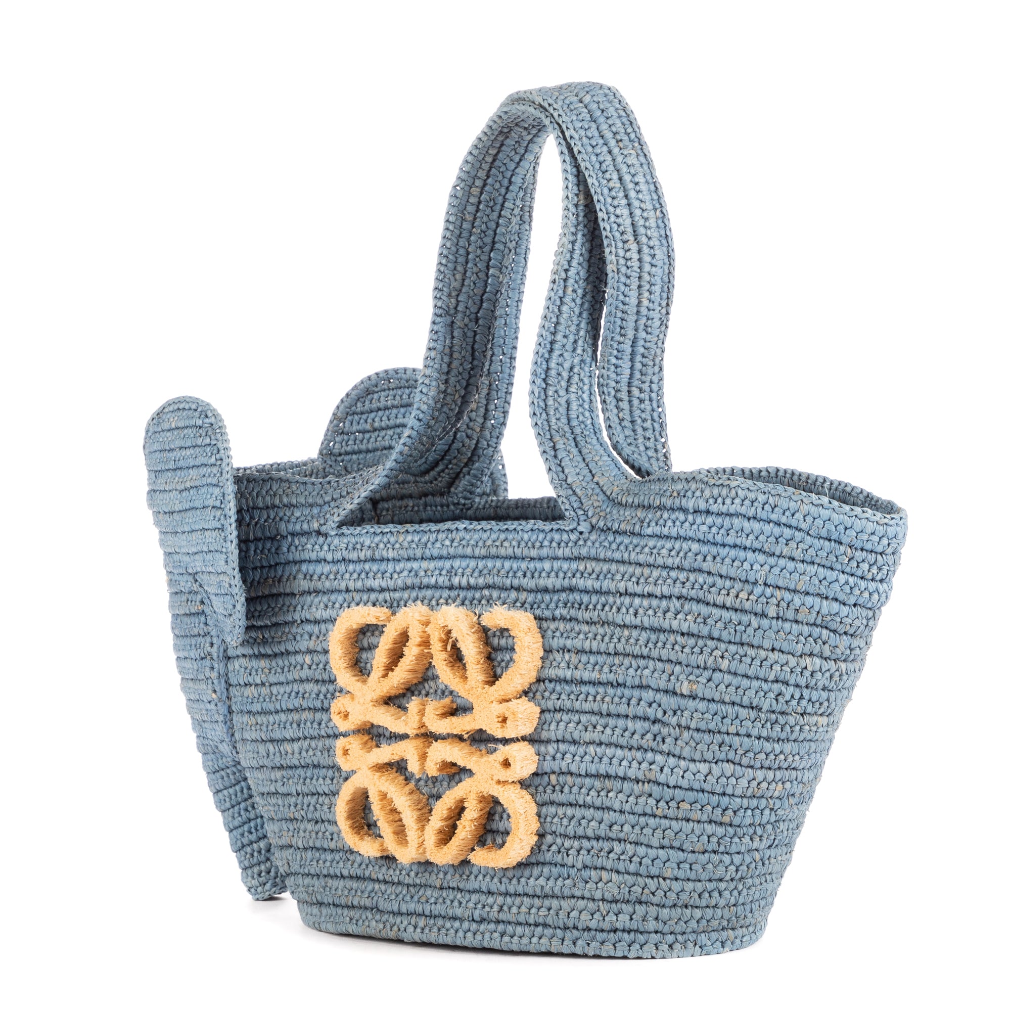 Handbag Elephant Raffia Tote Blue Straw Canvas