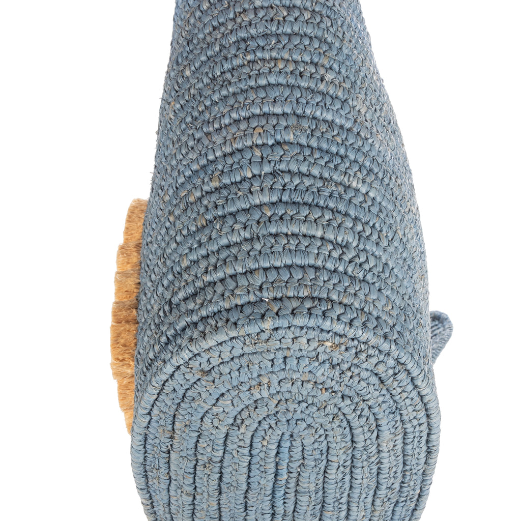 Handbag Elephant Raffia Tote Blue Straw Canvas
