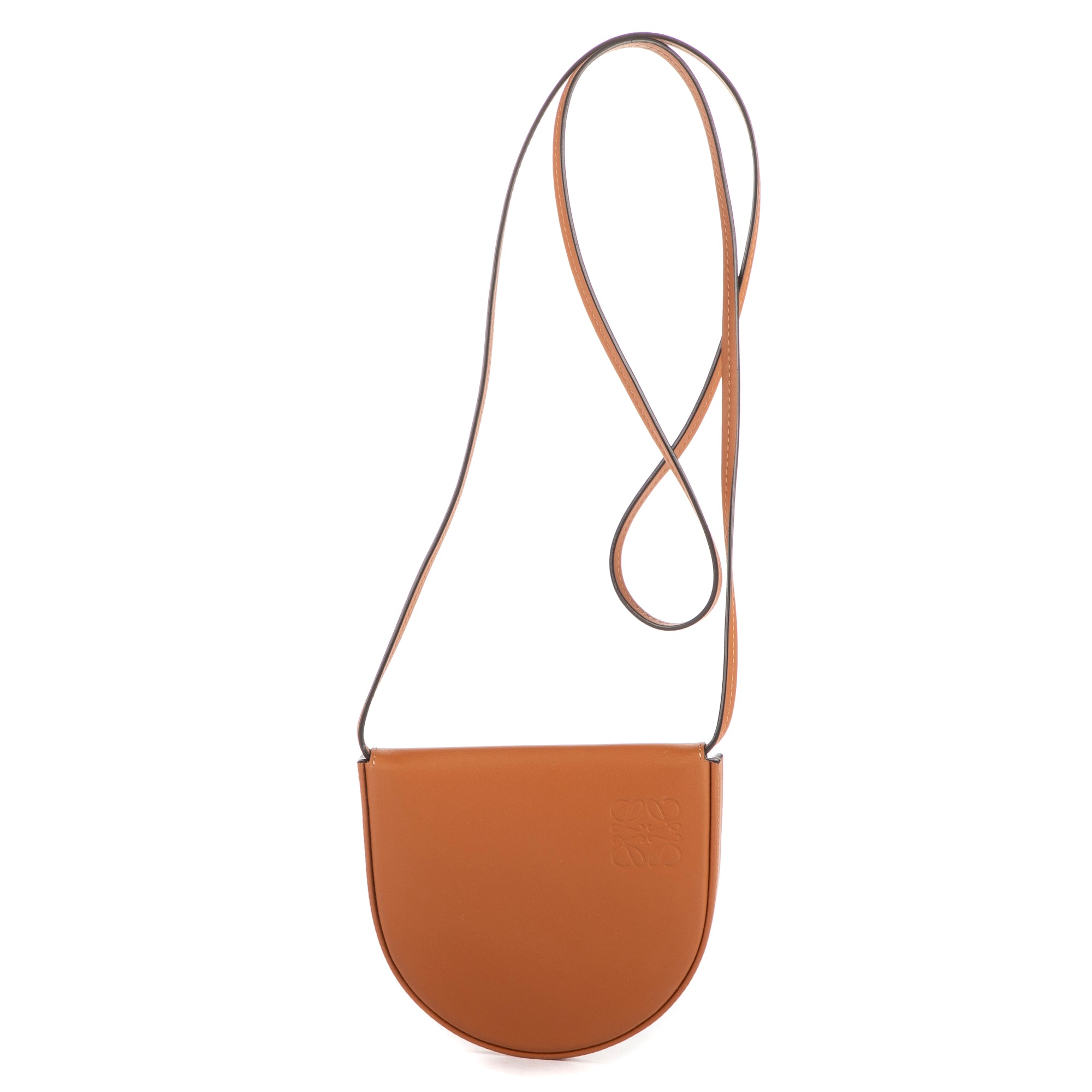 Shoulder Bag Mini Crossbody Pouch Brown Calfskin Leather
