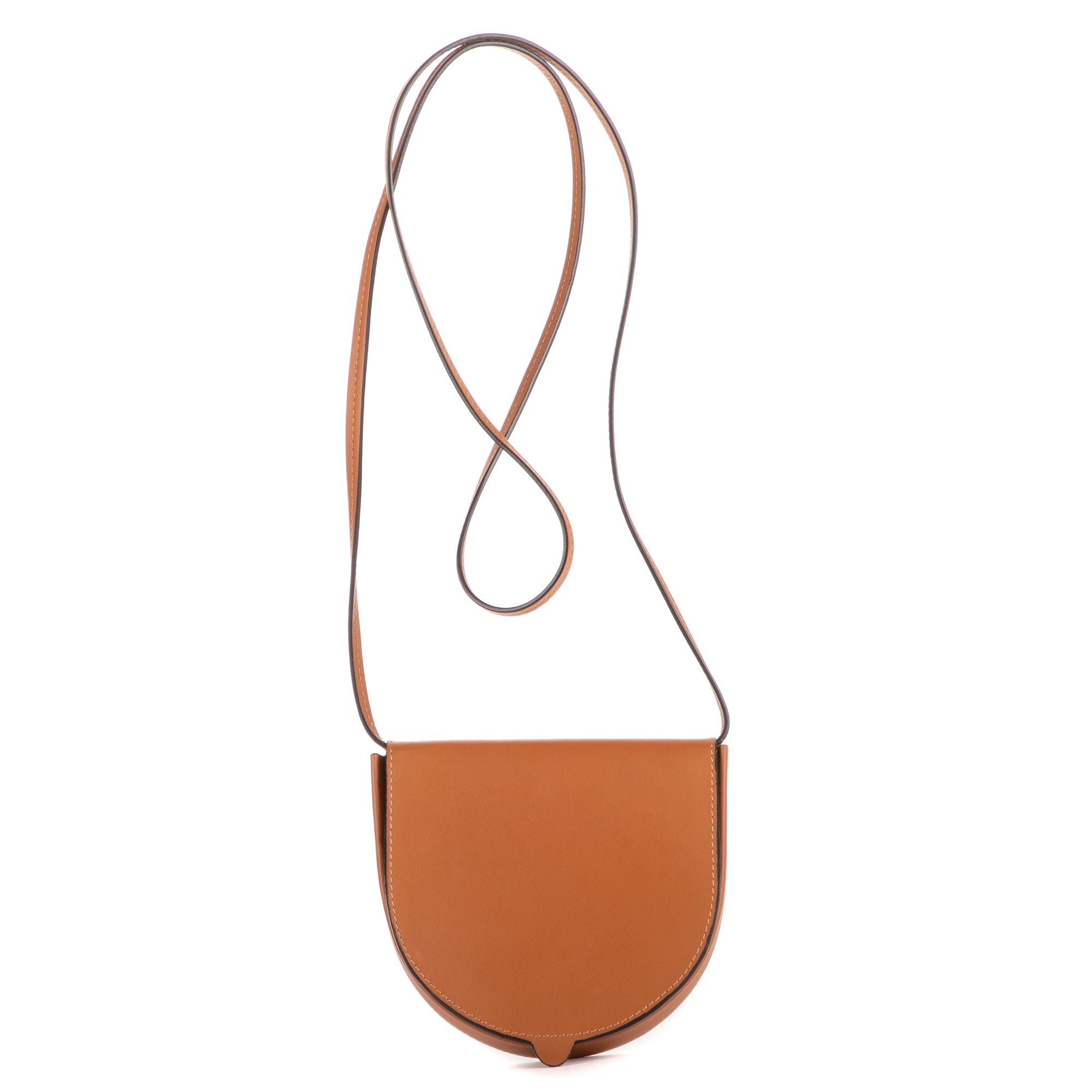 Shoulder Bag Mini Crossbody Pouch Brown Calfskin Leather