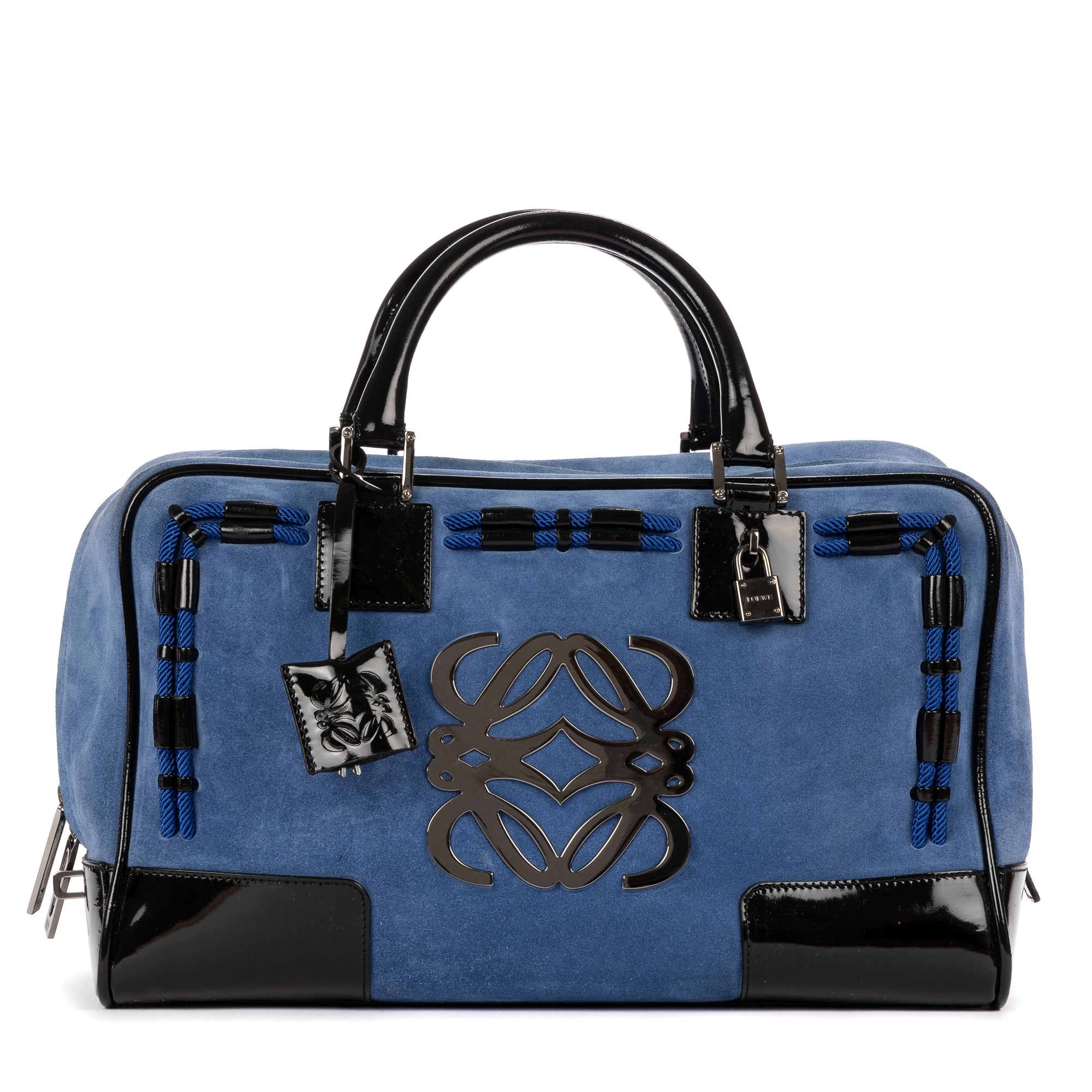 Travel Bag Ltd. Ed. Amazona Boston 36 Blue Suede Leather/Patent Leather