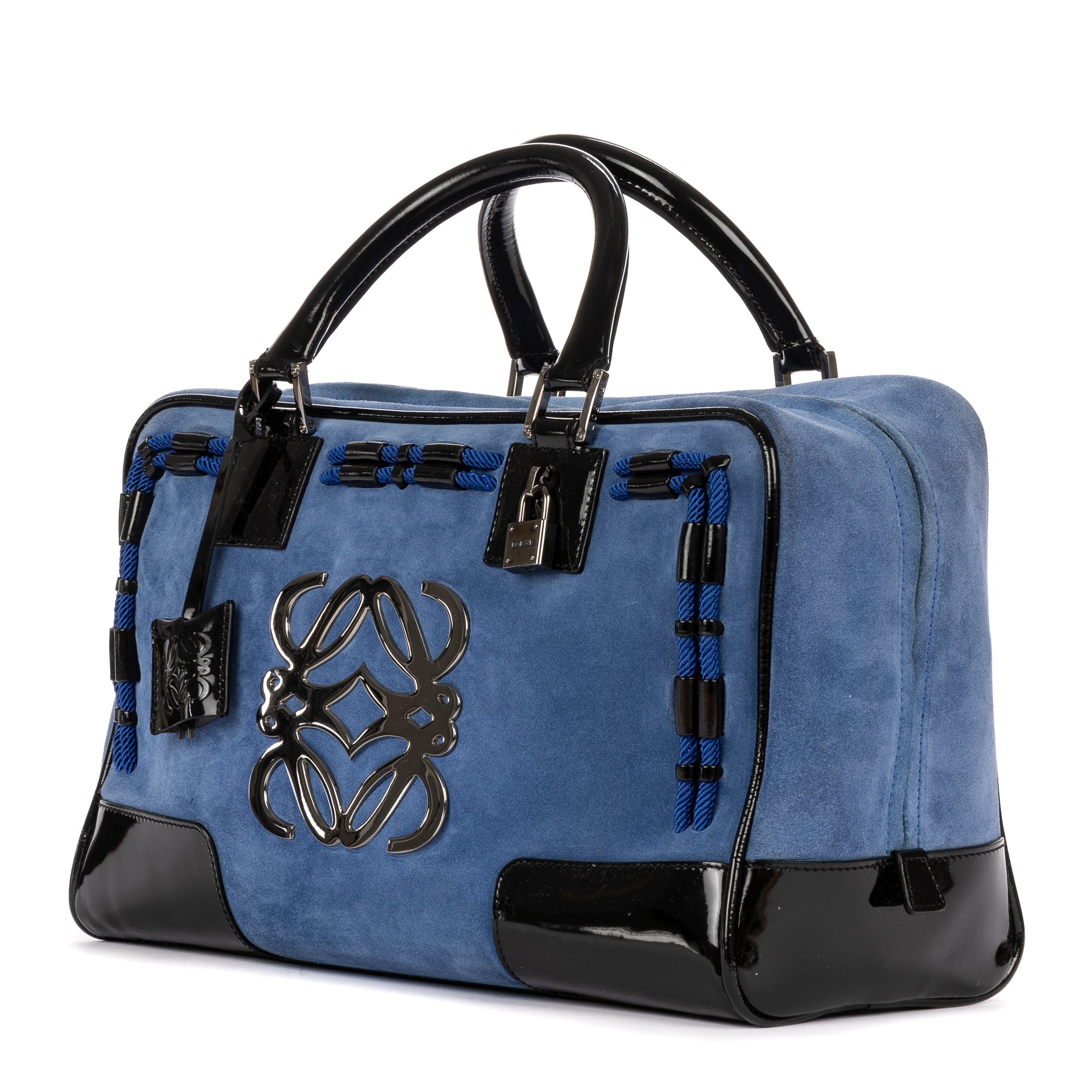 Travel Bag Ltd. Ed. Amazona Boston 36 Blue Suede Leather/Patent Leather