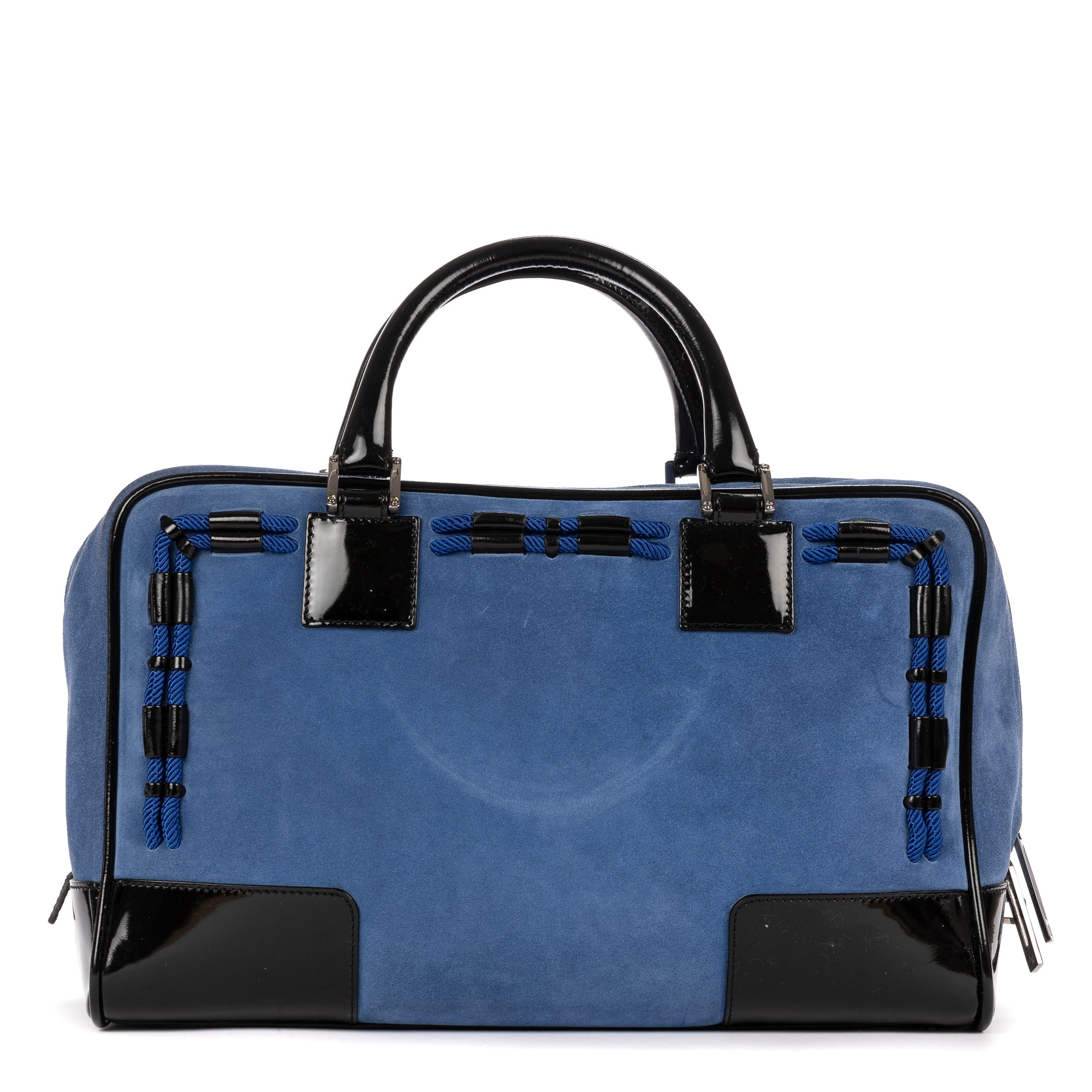 Travel Bag Ltd. Ed. Amazona Boston 36 Blue Suede Leather/Patent Leather