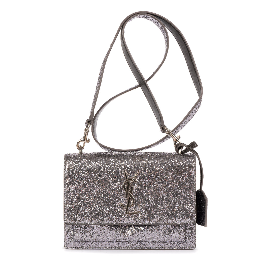 Bolso de hombro con purpurina Pequeño Lona plateada con purpurina efecto atardecer