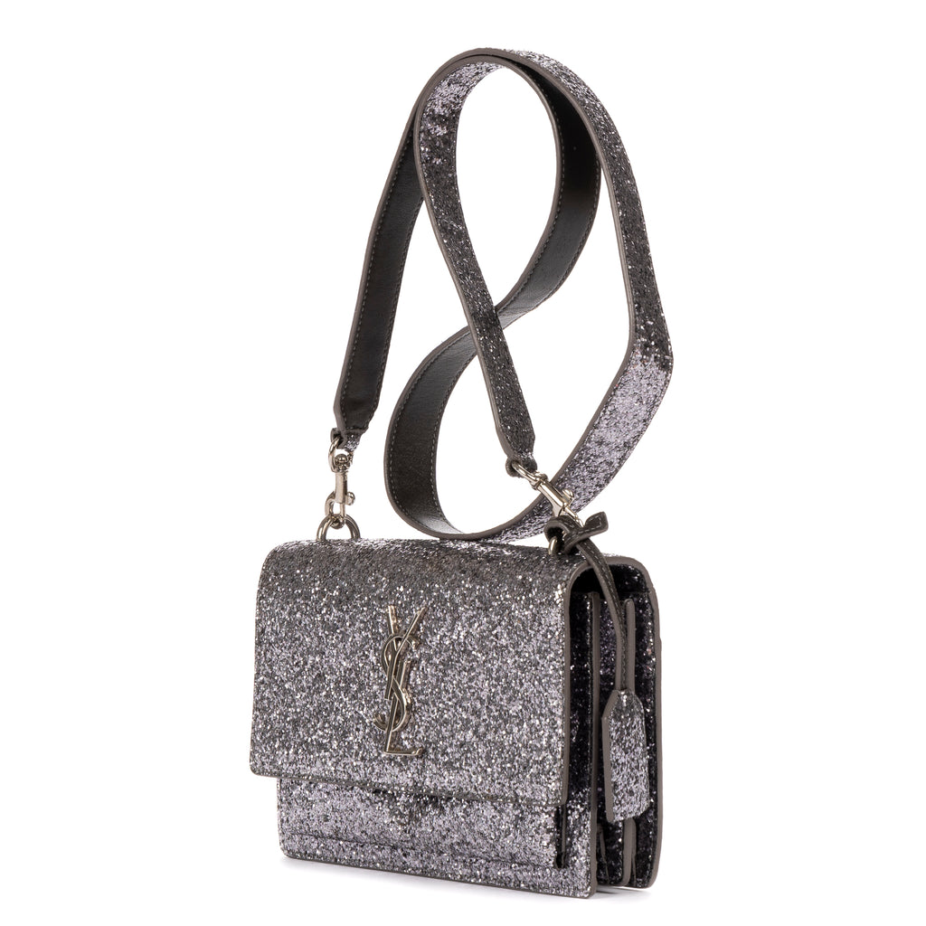 Bolso de hombro con purpurina Pequeño Lona plateada con purpurina efecto atardecer